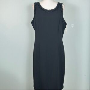 Pat Argenti Evening Wear Sleeveless Sheath Dress With Velvet Scalloped Straps